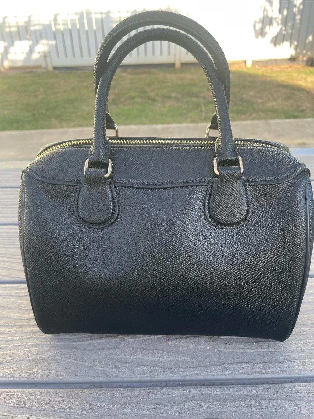 Coach Bennet Black Studded Leather Satchel with Silver Accents